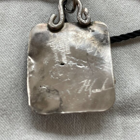 Artist Signed Red Jasper Sterling Handmade Pendant on Black Cord - Picture 4 of 5